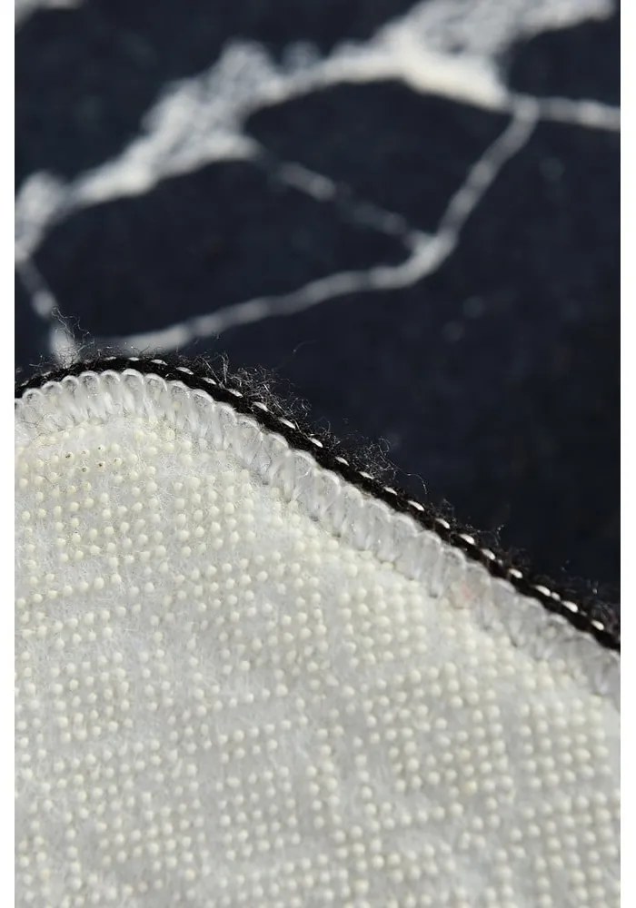 Covoraș de baie Foutastic Marble, 60 x 40 cm, alb - negru, motive marmură