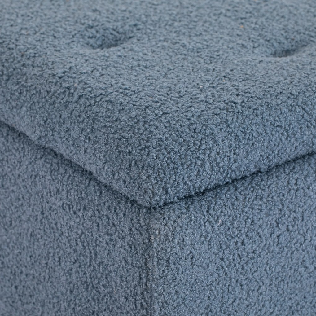 HOMCOM Polsterbank cu spațiu de depozitare, Sitztruhe, kasmiroptic, până la 120 kg, cadrul din lemn natural, 95 x 38 x 45 cm, Albastru | Aosom Romania