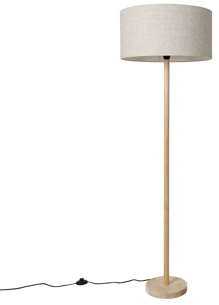 Lampă de podea rustică din lemn cu abajur maro deschis - Mels