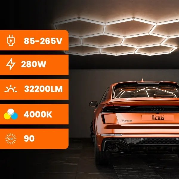 Plafonieră LED, 350W, 85-265V, 4000K, 313x298 cm, CRI 90, IP44, alb