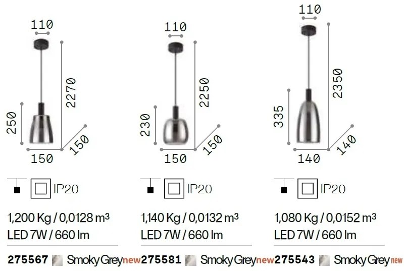 Lustra LED, Pendul din sticla COCO-3 SP