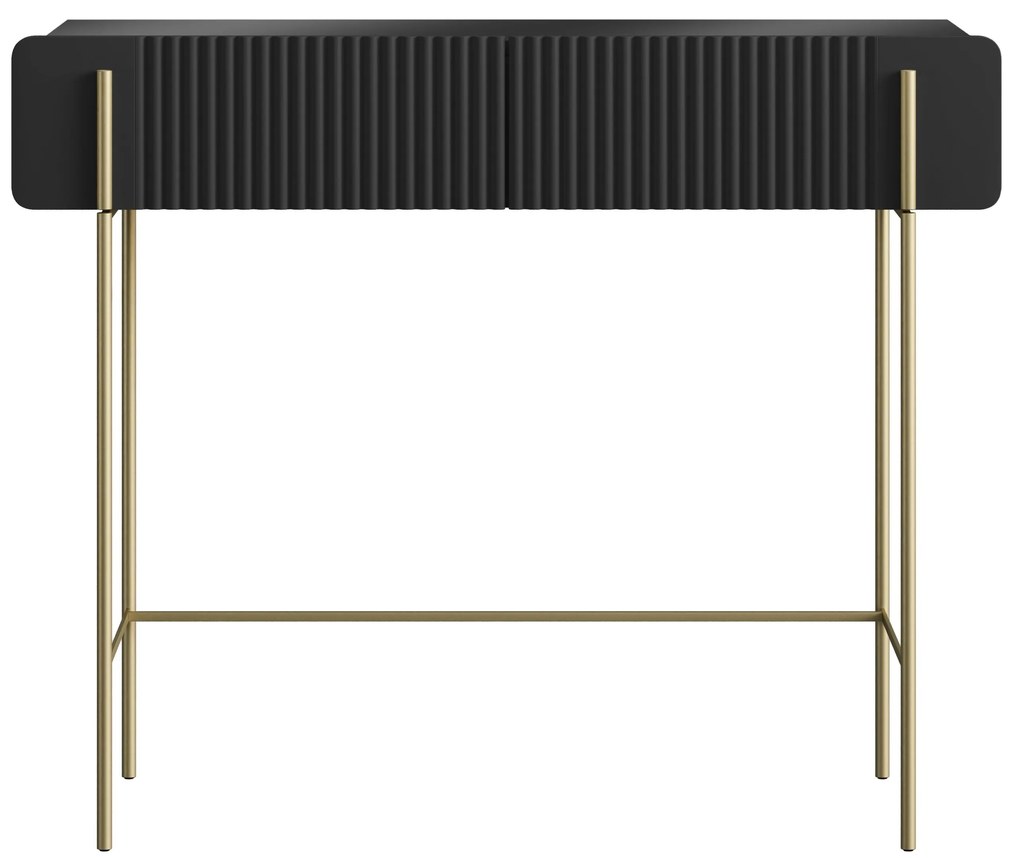 Masă de toaletă Malmi 100 cm - negru mat / picioare aurii
