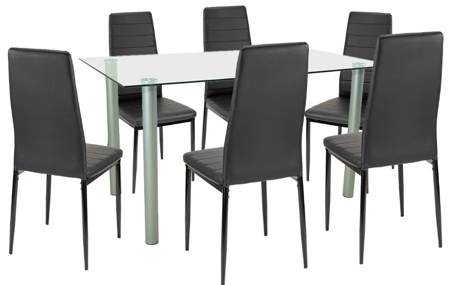 Set de masă Verna 6+1 negru-negru