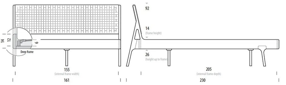 Pat matrimonial gri/în culoare naturală din lemn masiv de stejar 160x200 cm Fawn – Gazzda