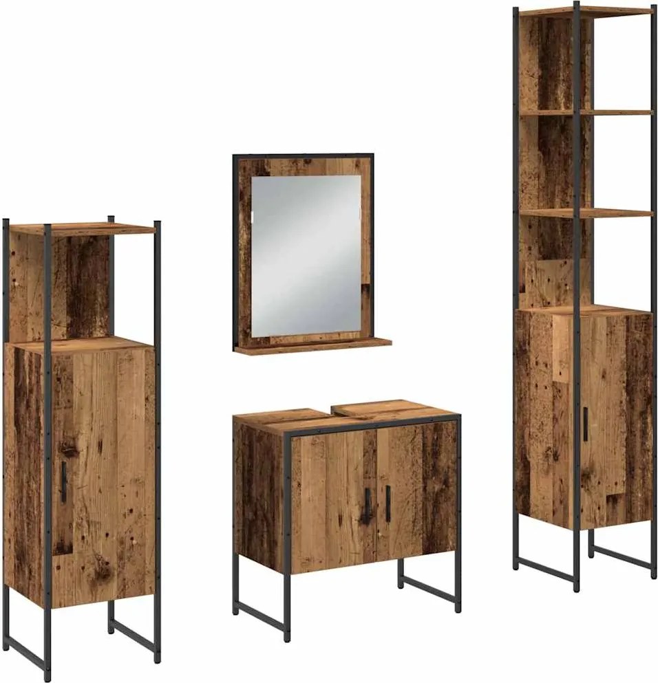 vidaXL Set de mobilier pentru baie 4 pcs Maro 33 x 33 x 185.5 cm