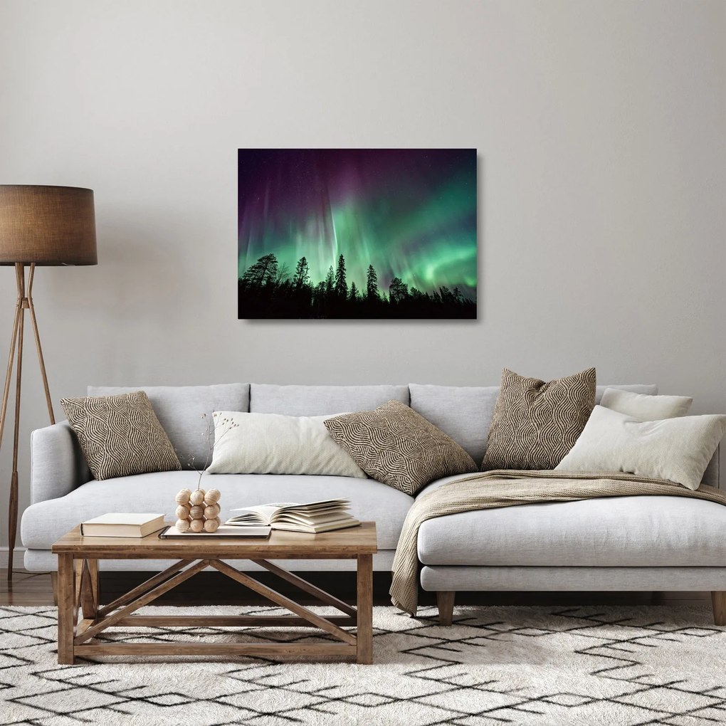 Tablou pe sticlă cu Northern Lights (70x50 cm)