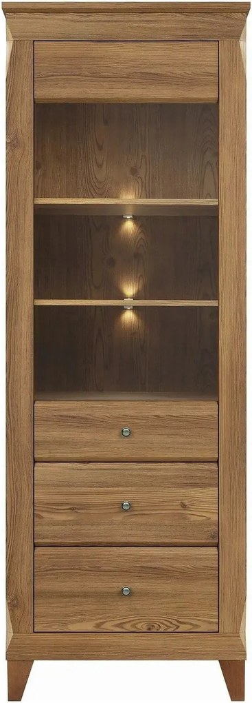 Vitrina BERGEN REG1W2S, maro, PAL/sticla securizata, 72x47x202 cm
