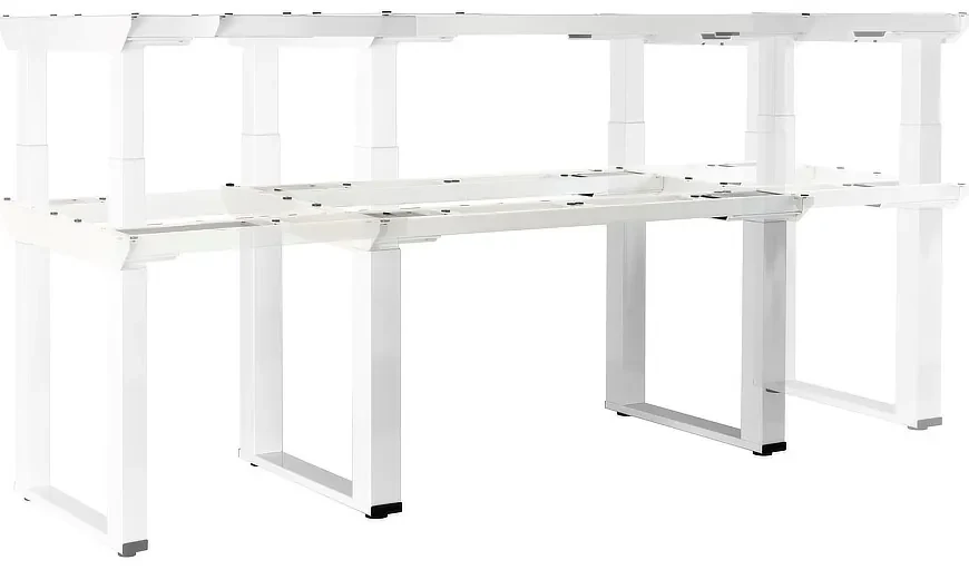 Masă înălțime reglabilă OfficeTech Strong 240 x 80 cm, picioare albe, gri deschis