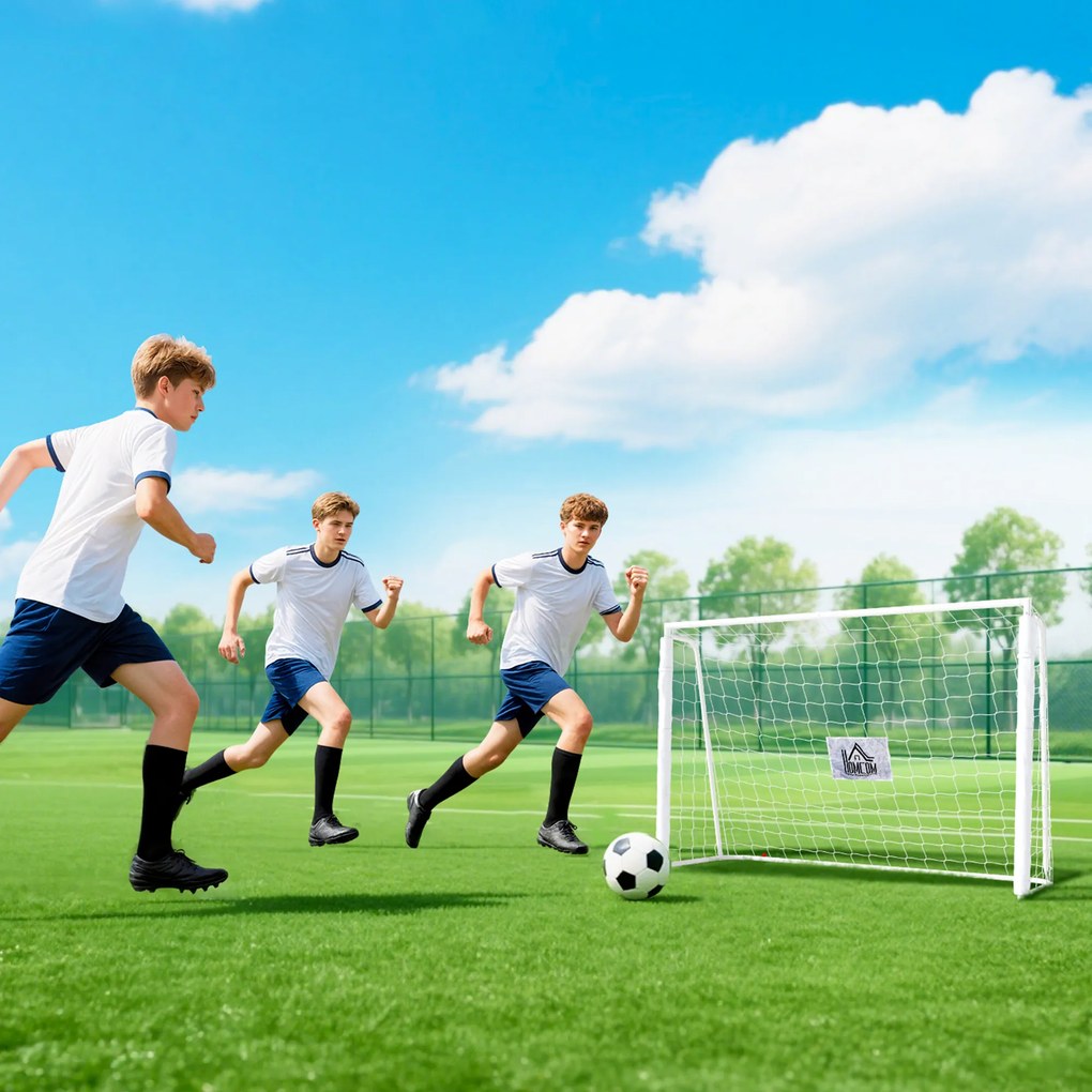 HOMCOM Poartă de Fotbal pentru Adulți și Copii de Grădină cu Țintă Centrală și Stâlpi, 186x62x123 cm, Alb | Aosom Romania