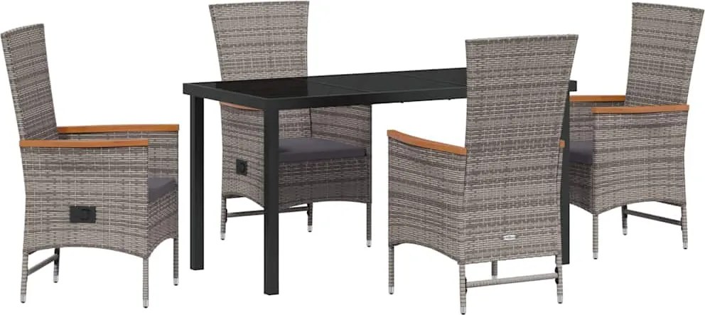 vidaXL Set de masă pentru grădină 5 pcs Gri Oțel vopsit electrostatic