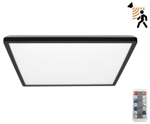 Plafonieră LED cu senzor pentru baie NIVERA LED/18W/230V IP54 30x30 cm negru + telecomandă