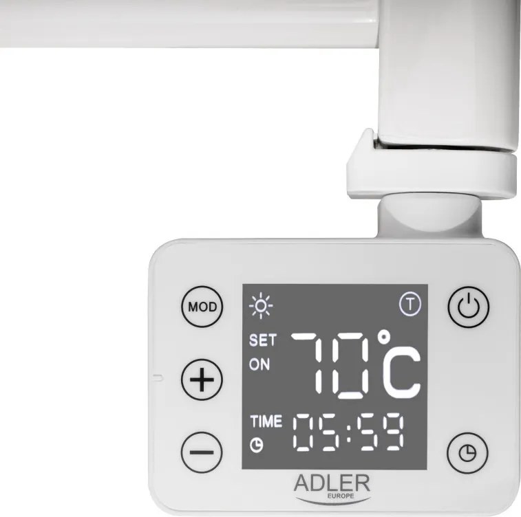 Calorifer electric pentru baie Adler AD 7823, 400 W, 10 elementi, Panou de control LED, Mod de economisire a energiei, IP24, Alb