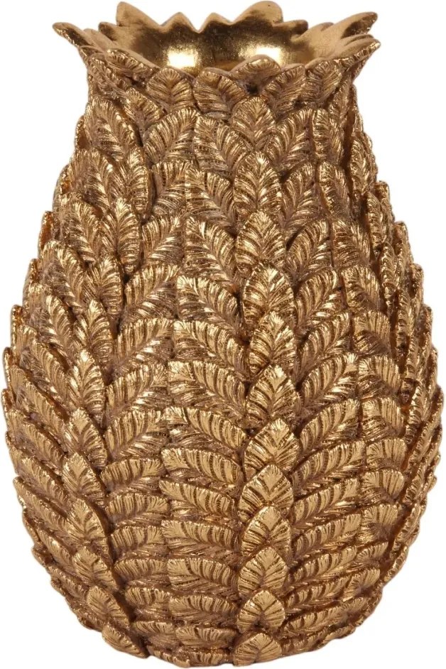Vază din polirășină, auriu, model frunză, 21 x 15 cm, „Feuille”