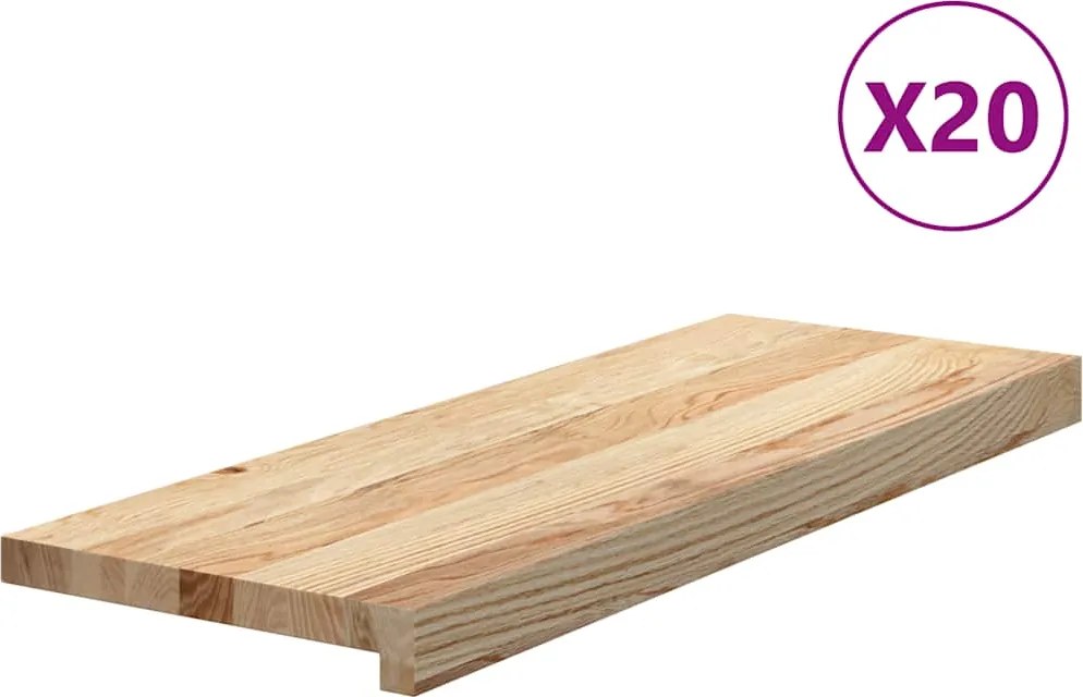 vidaXL Trepte scari 20 buc Stejar masiv netratat 70x30x2 cm
