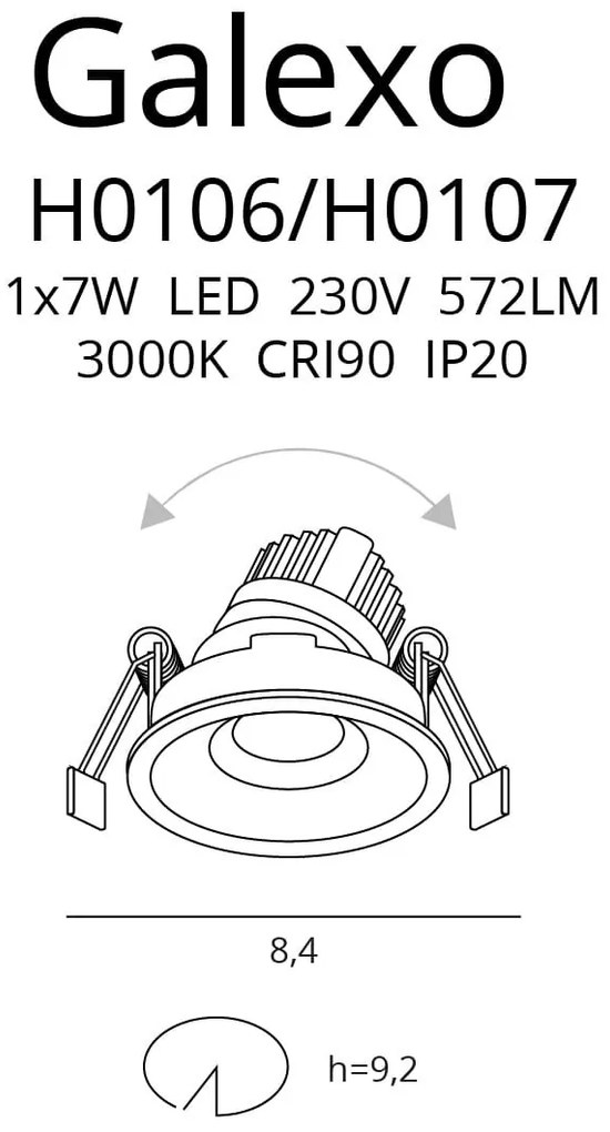 Spot LED incastrabil directionabil Galexo negru