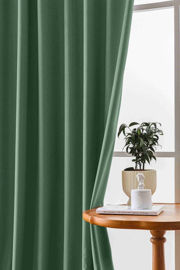 Perdele opace VELVET mentol 140x250 cm (2 buc), inele metalice