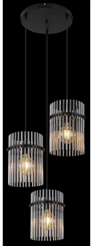Lustra 3L design modern GORLEY negru, fumuriu
