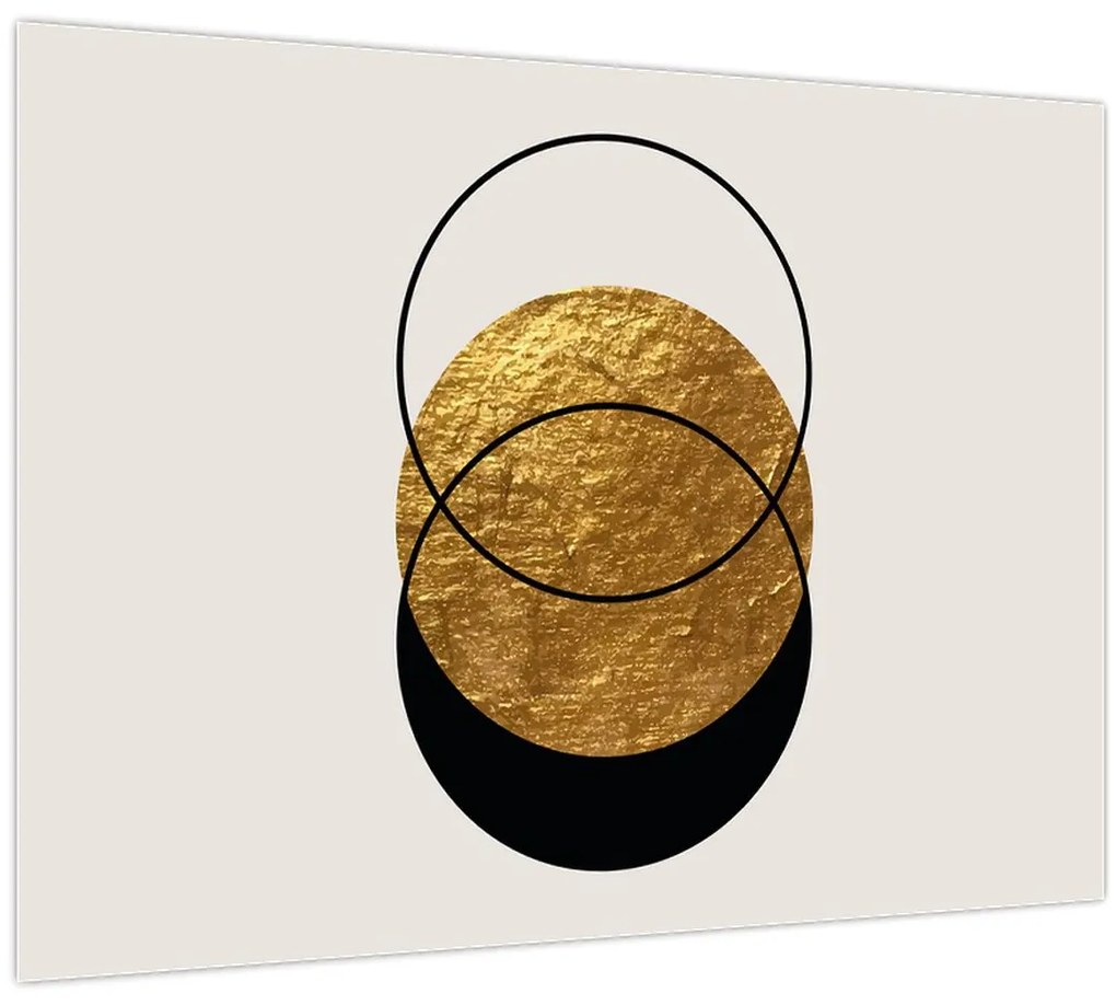 Tablou pe sticlă - Abstracție de aur și alb N⁰2 (70x50 cm)