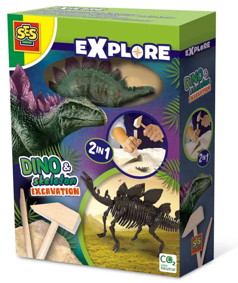 Set creativ Dino si excavarea scheletului 2 in 1 - Stegozaur