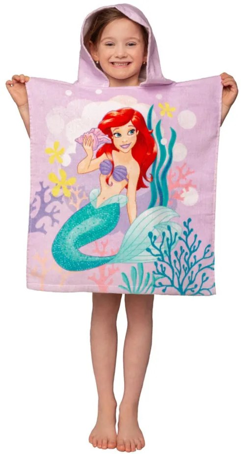 Prințesele Disney Poncho prosop Ariel Pink 50x115 cm