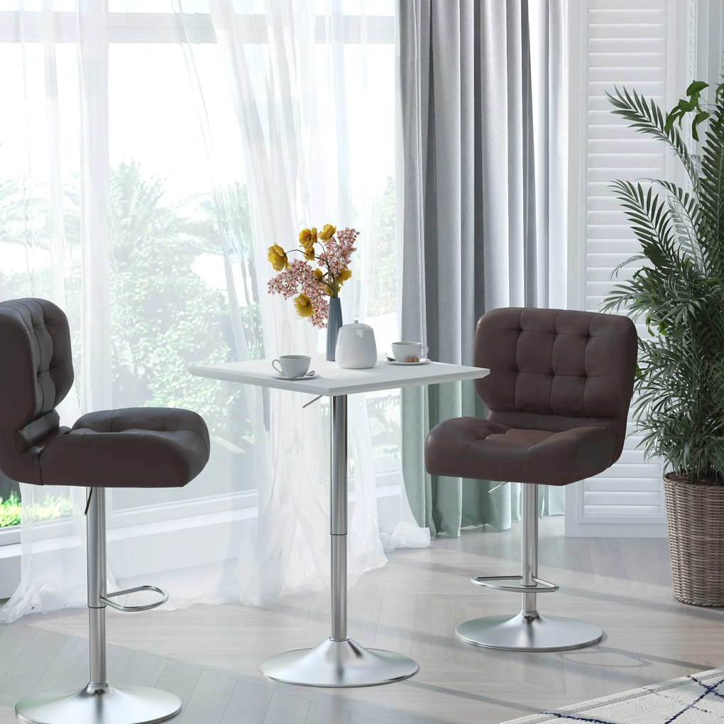 HOMCOM Masă în picioare reglabilă pentru bar în stil pub, masă pătrată de înălțime din oțel alb 60 x 60 x 69-92 cm | Aosom Romania