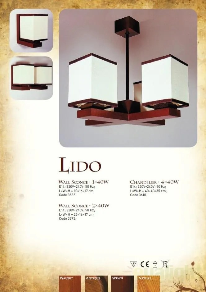 Candelabru rustic fabricat manual din lemn 4 brate Lido