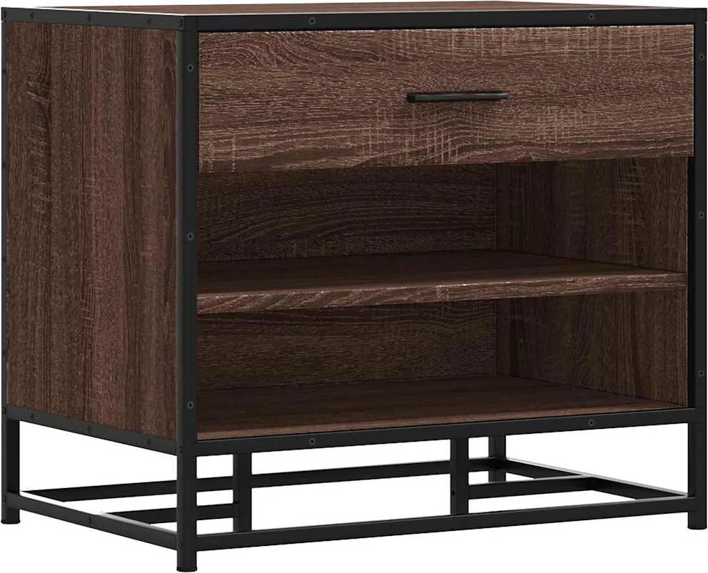 vidaXL Bancă de pantofi din stejar maro lemn și metal prelucrat