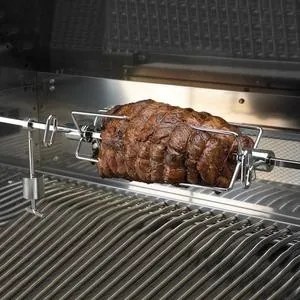 Grătar de grădină pe gaz din inox cu arzător lateral WELLINGTON + rotisor electric GRATUITĂ