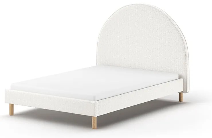 Pat single alb tapițat cu somieră 140x200 cm MOON – Vipack