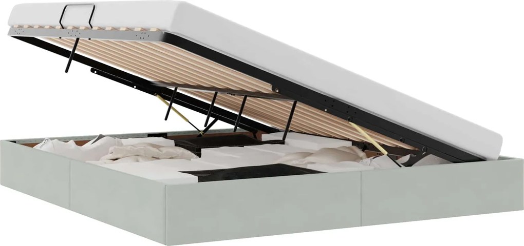 vidaXL Pat cu storage cu headboard Gri deschis 180 x 200 cm Catifea
