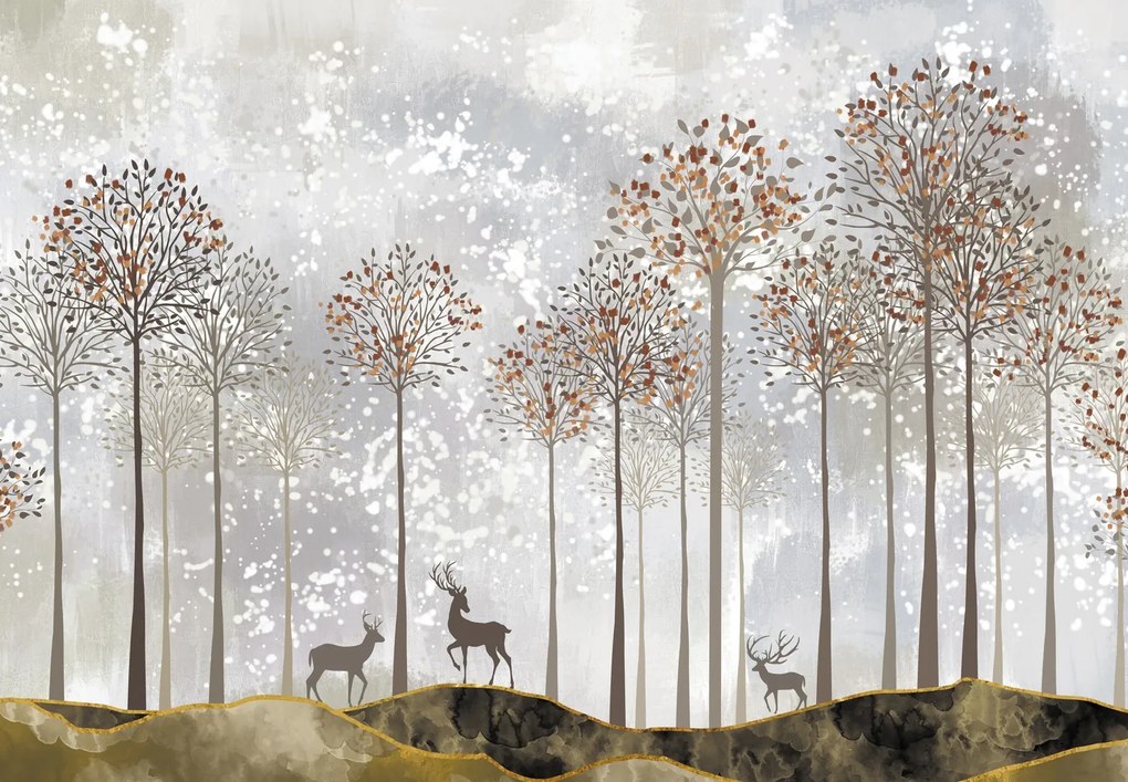 Fototapet - Cerbi în pădure (147x102 cm)