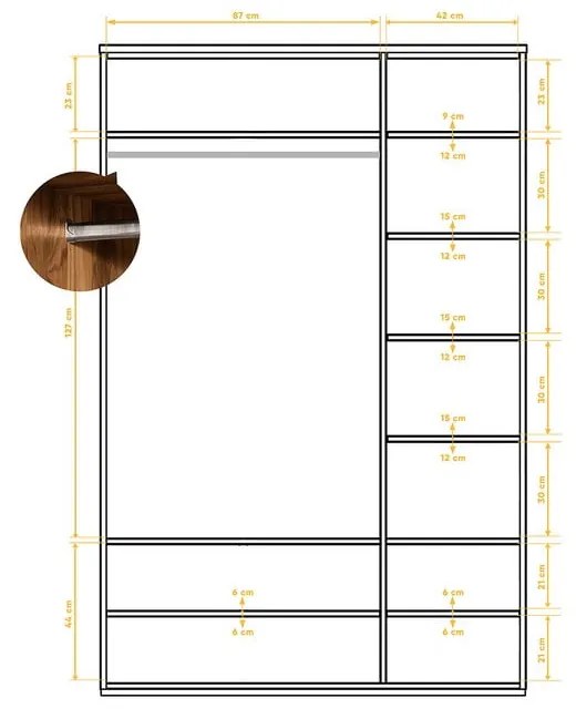 Dulap de stejar 135x206 cm Vento 3 - The Beds