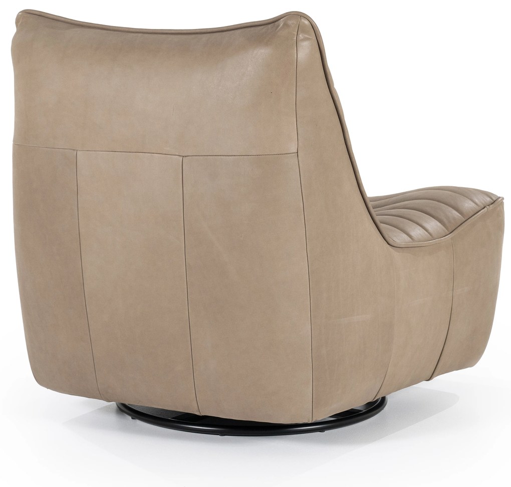 Fotoliu Matthew din piele, metal și lemn taupe