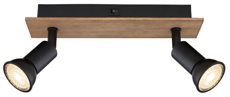 Plafoniera cu 2 spoturi directionabile design modern DREW maro inchis, negru mat