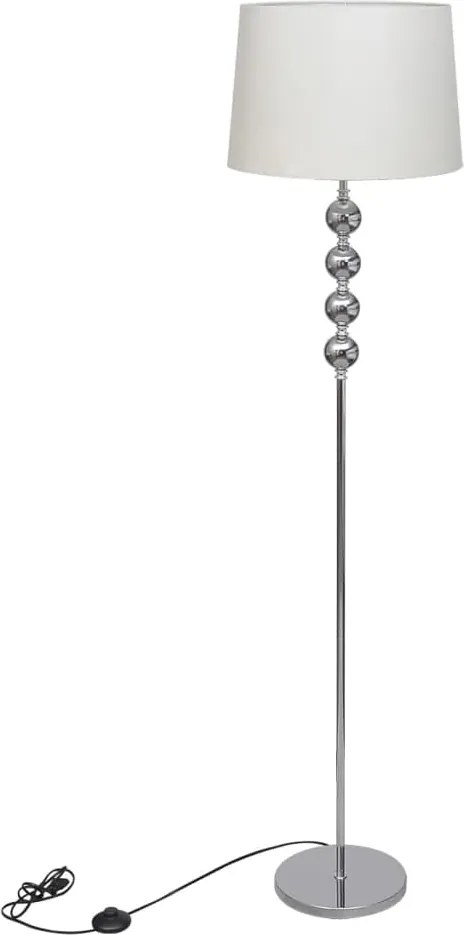 vidaXL Lampă de podea cu abajur, suport înalt, 4 bile decorative, alb