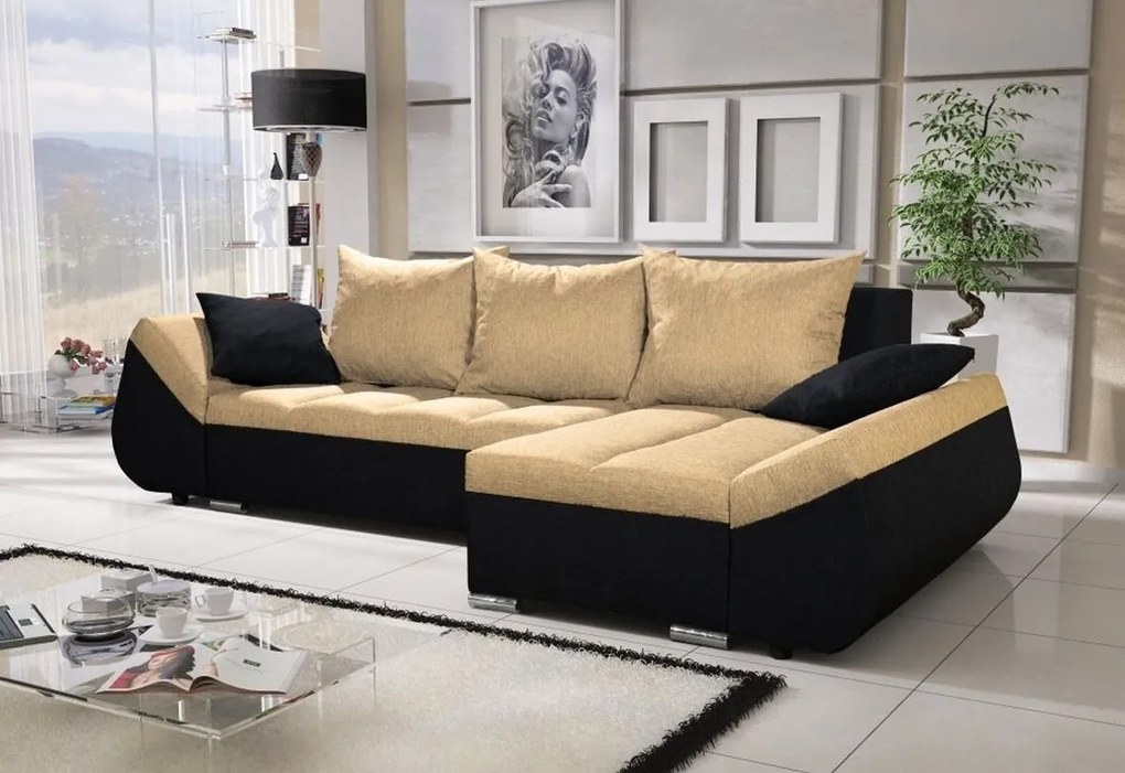 Supermobel Colțar KORFU, 271x131, Microfibră, 46 roșu/04 negru