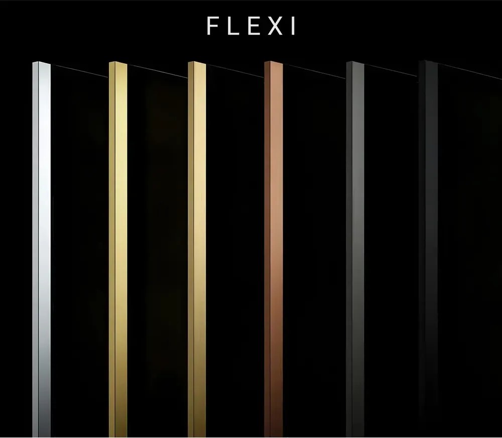 Paravan de dus fumuriu Rea Flexi Grey 130 cm auriu