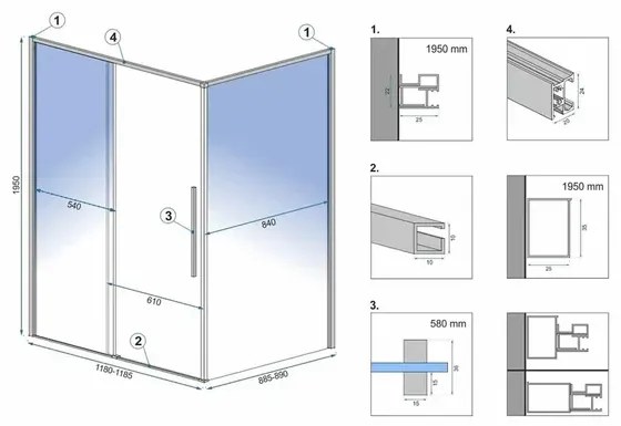 Cabina de dus dreptunghiulara Rea Solar cu usa glisanta 90x120 negru