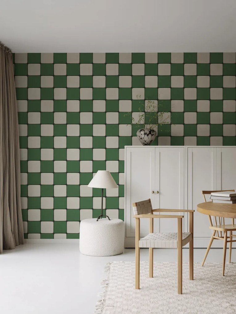 Tapet Porcelain Tiles, Green, Rebel Walls