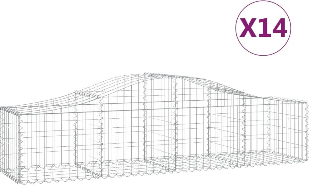 vidaXL Coșuri gabion arcuite 14 buc, 200x50x40/60 cm, fier galvanizat