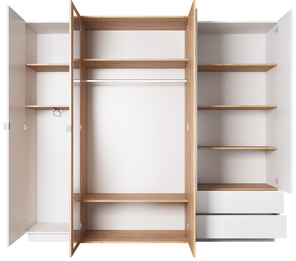 Dulap de haine Three 230 (Stejar craft auriu + Alb). 1071395
