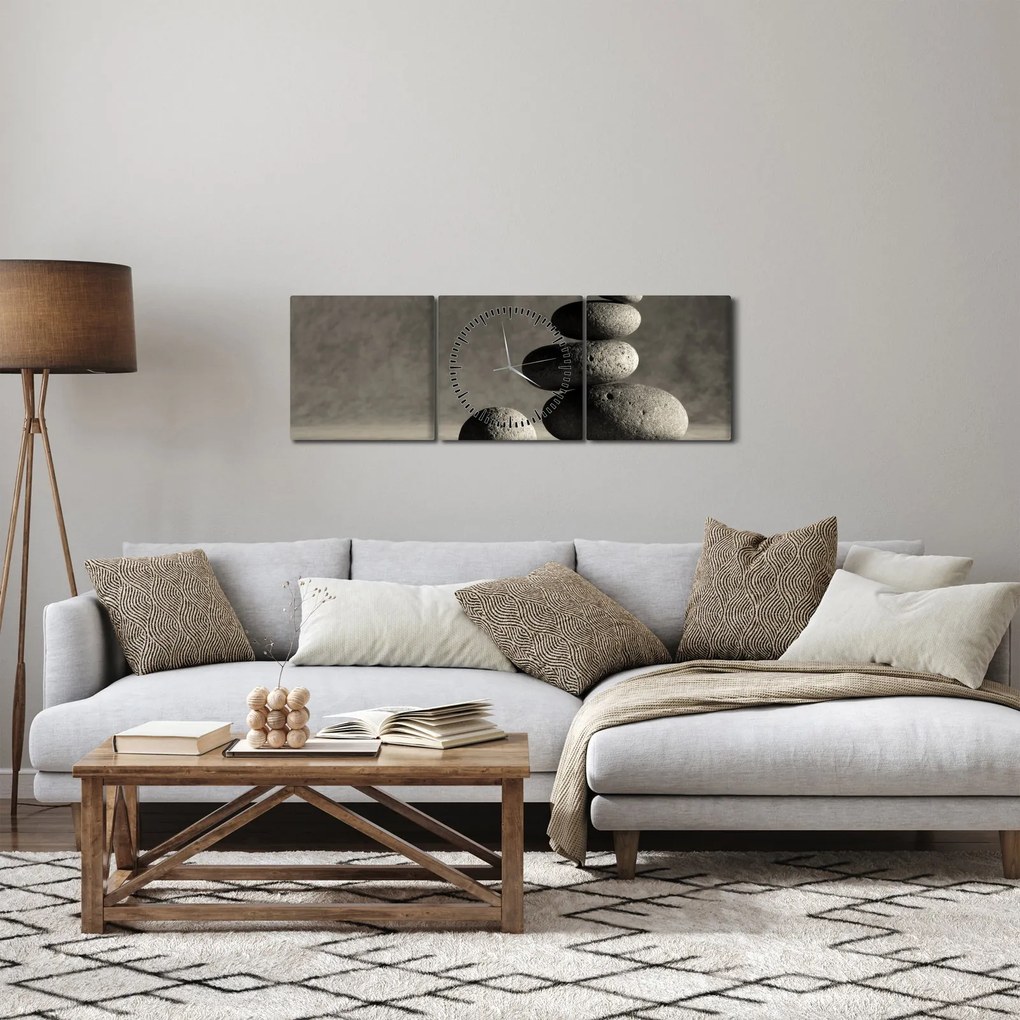 Tablou - Pietre gri (cu ceas) (90x30 cm)