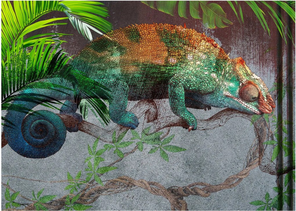 Tablou pe sticlă - Cameleon (70x50 cm)