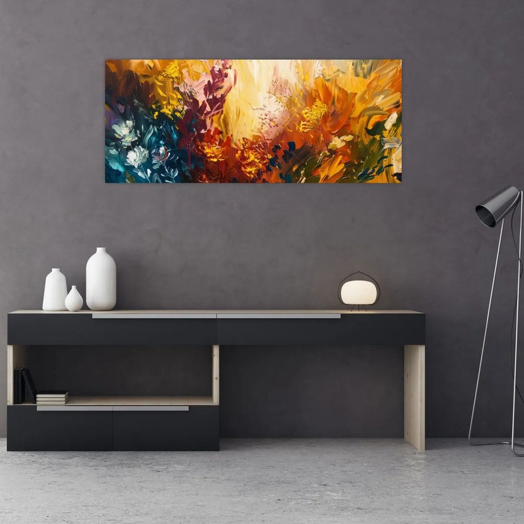 Tablou - pictură abstractă de flori (120x50 cm)
