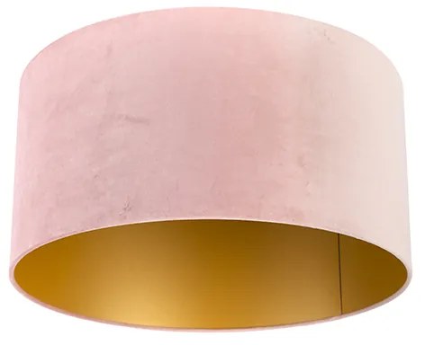 Abajur din catifea roz 50/50/25 cu interior auriu