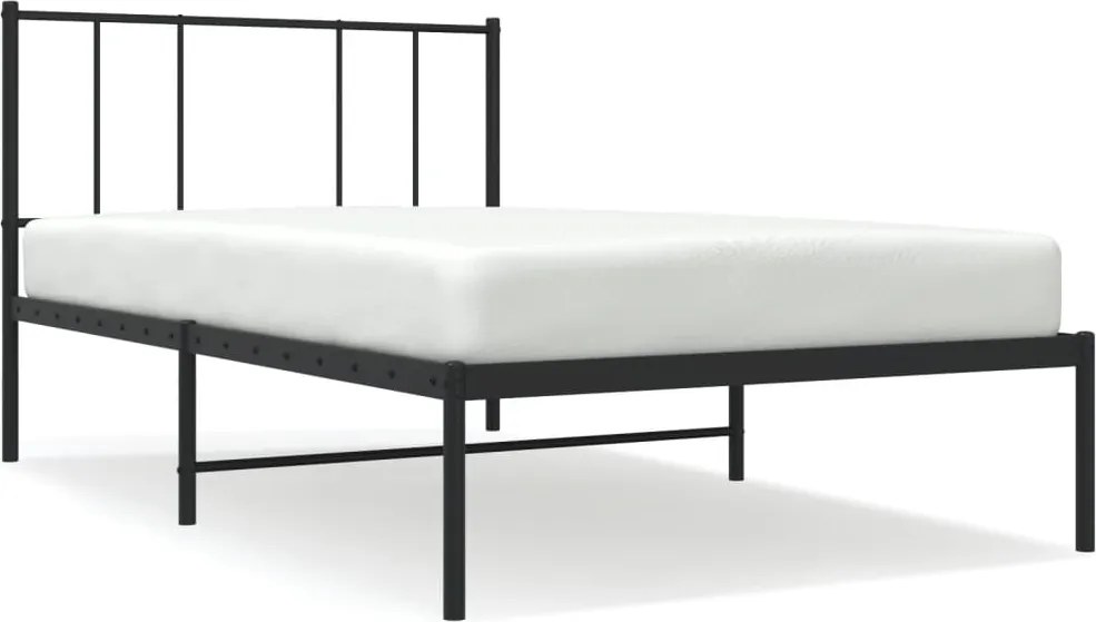 vidaXL Cadru de pat din metal cu tăblie, negru, 107x203 cm