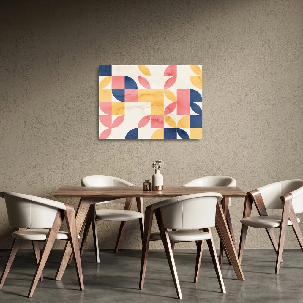 Tablou pe sticlă - Abstracție cu modele retro (70x50 cm)