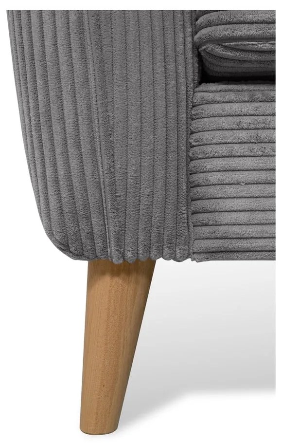 Colțar gri închis cu tapițerie din catifea reiată (cu colț pe partea dreaptă) Paris – Scandic