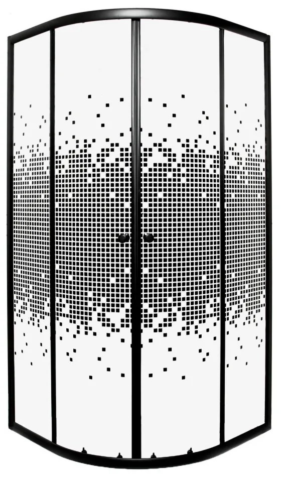 Cabină de duș curbată Pixel Black 90 fără cădiță de duș