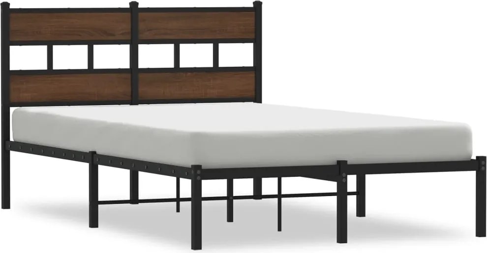 vidaXL Cadru de pat fără saltea, cu tăblie, stejar maro, 120x190 cm